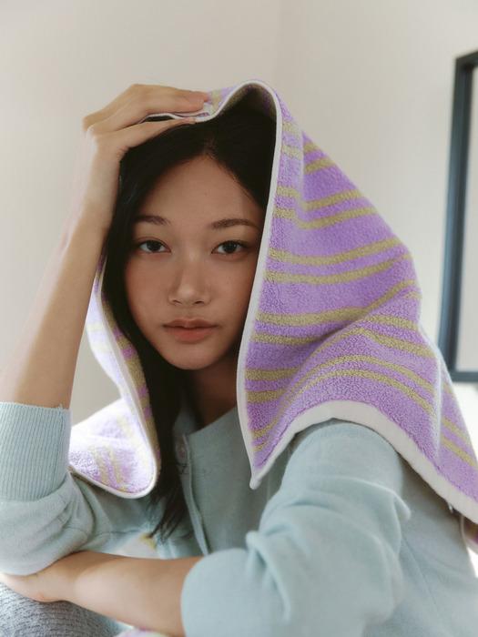 WOLA 3P Reversible 40-Count Towel 210g Lavender Olive Stripe 1P + Gingham 1P + Cross 1P